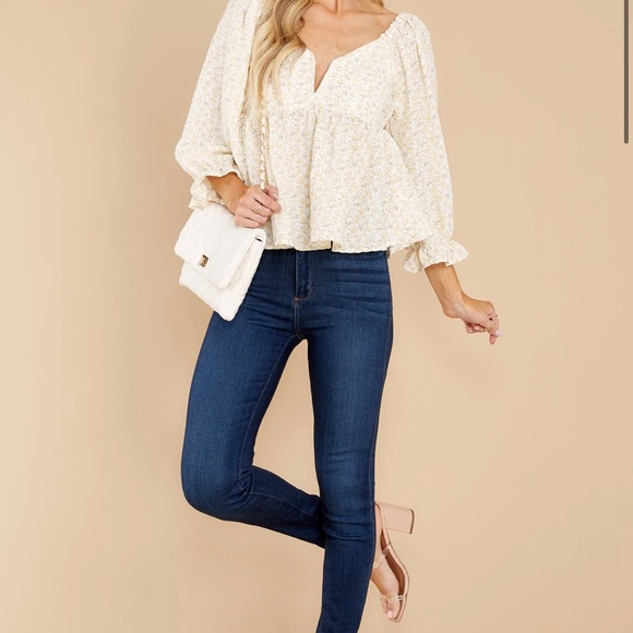 Red Dress Boutique Entro Summer Shade Yellow Floral Print Top Size Large NWT - Picture 6 of 6